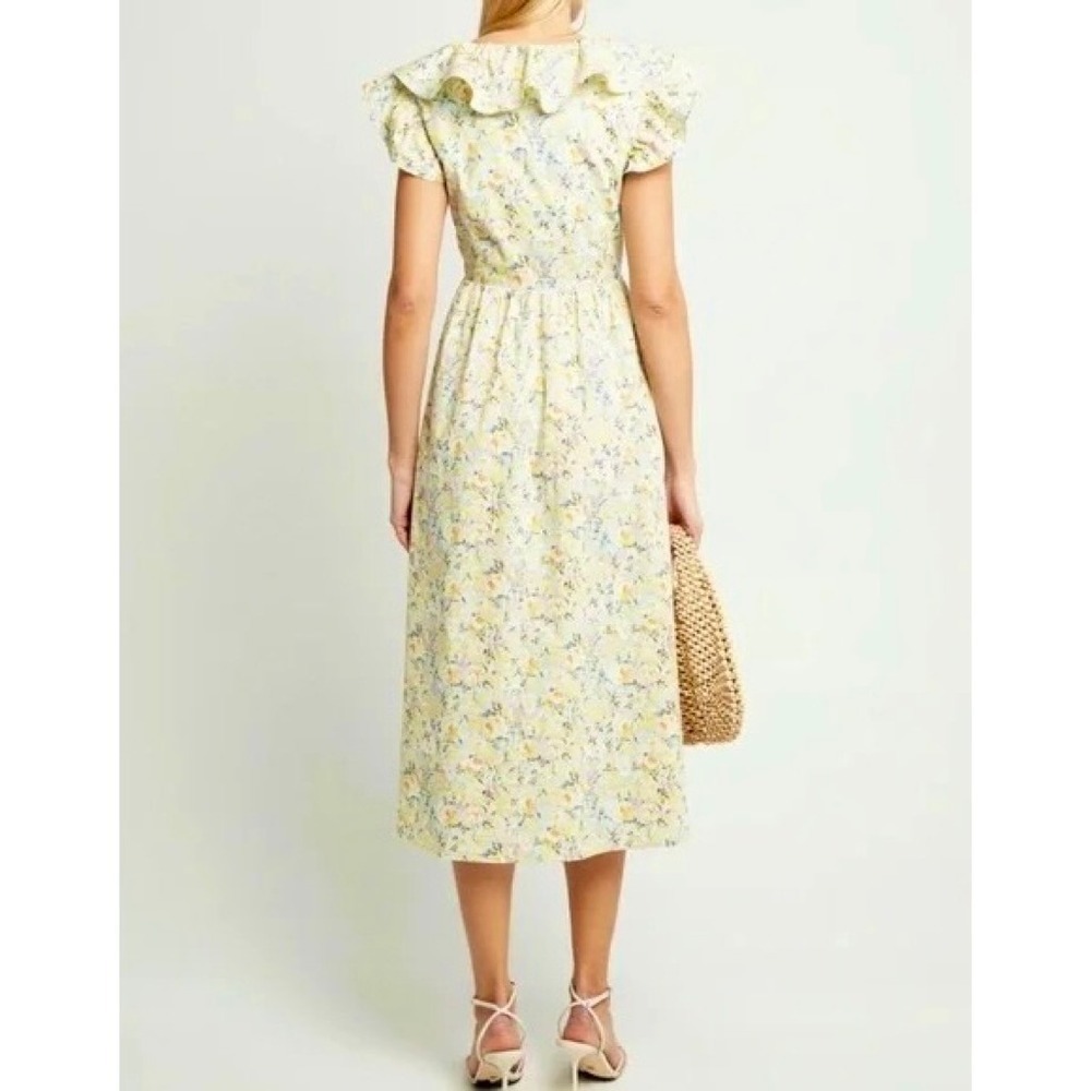 O.P.T. Kate Floral Ruffled Midi Dress One Pretty Time Pockets Ruffles Small - Picture 10 of 16